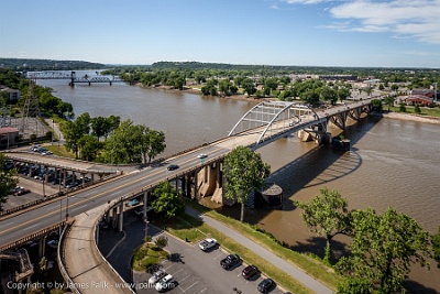 The US 70 bridge over the Arkansas river from the DoubleTree Inn  Little Rock, Arkansas